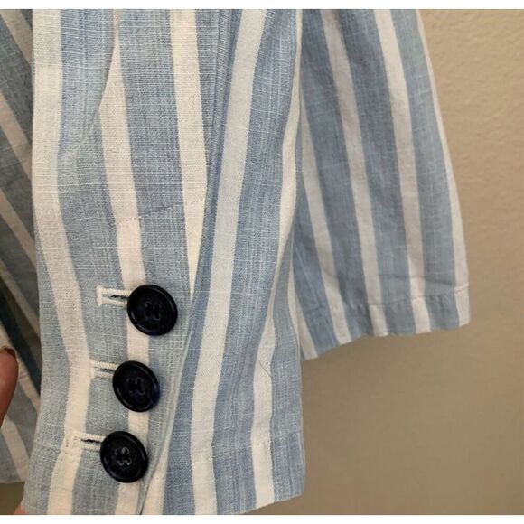 FRAME Denim cotton oversized blue white stripe blazer size medium - Picture 10 of 13
